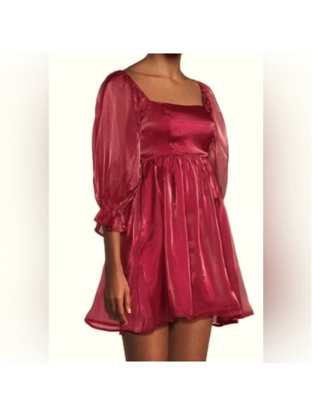 Thirty Thirty LA Chiffon Babydoll Dress Red Mini Medium Sexy Chic Shiny Red $69 - Picture 4 of 10